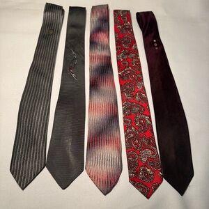 Men's Vintage Skinny Tie Set - Red/Black/Gray preppy, retro, casual, business